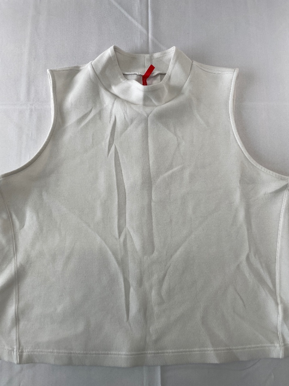 Spanx Sleeveless Mock Neck Top White Ponte Stretch Shaping Blouse - 2X